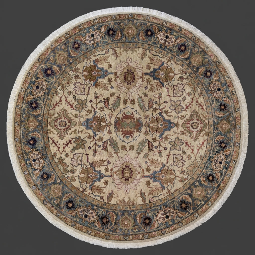 Round Indo Persian Rug - Wool Hand Knotted