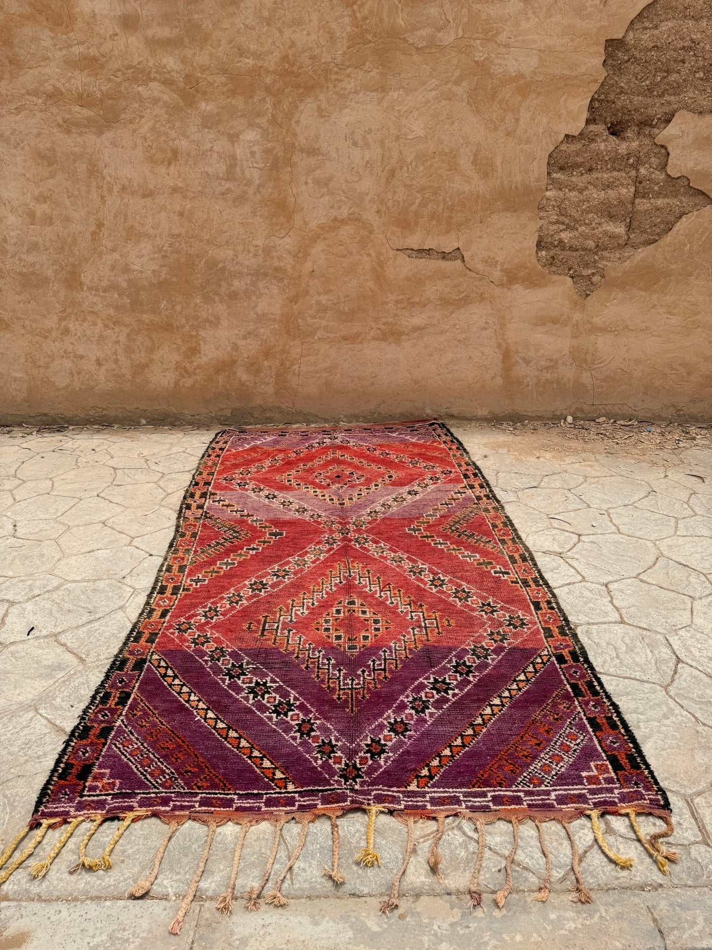 Boujaad Vintage Moroccan Rug - Red/Purple- 331cm x 166cm