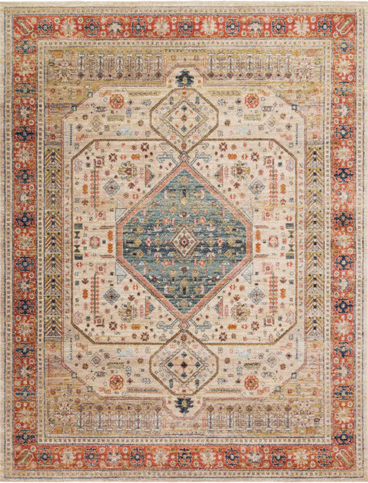 Magnolia Home by Joanna Gaines x Loloi Graham GRA-03 Persimmon Ant.Ivory Transitional Power Loomed Rug
