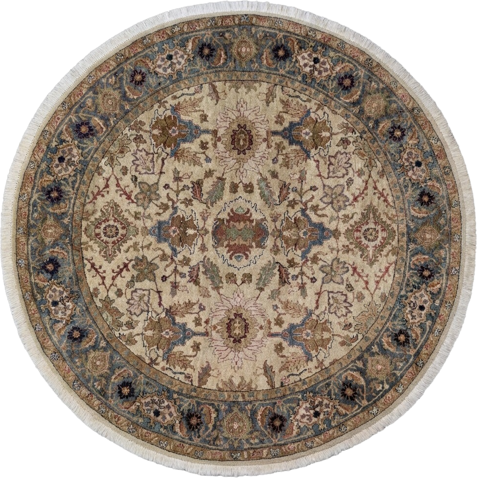 Round Indo Persian Rug - Wool Hand Knotted