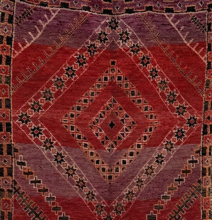Boujaad Vintage Moroccan Rug - Red/Purple- 331cm x 166cm